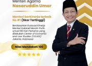 “Menag Nasaruddin Umar Raih Penghargaan sebagai Menteri Berkinerja Terbaik di Kabinet Prabowo-Gibran”  Isi Berita:
