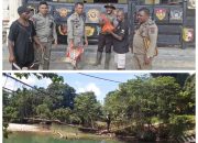 Polres Maybrat Bersama Rombongan Beri Bansos Melintasi Jembatan Tali Rotan Sungai Aisa