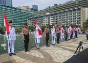 HUT RI, Polres Metro Jakpus putar lagu Indonesia Raya di Bundaran HI