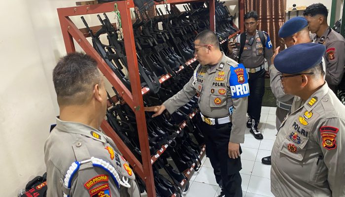 Pastikan Kesiapan Operasional, Satbrimob Polda Sumsel Gelar Pemeriksaan Senjata Api Berkala