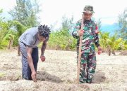 Manfaatkan Lahan Tidur, Satgas TMMD Ke-128 Kodim 1710/Mimika Tanam Jagung Bersama Warga