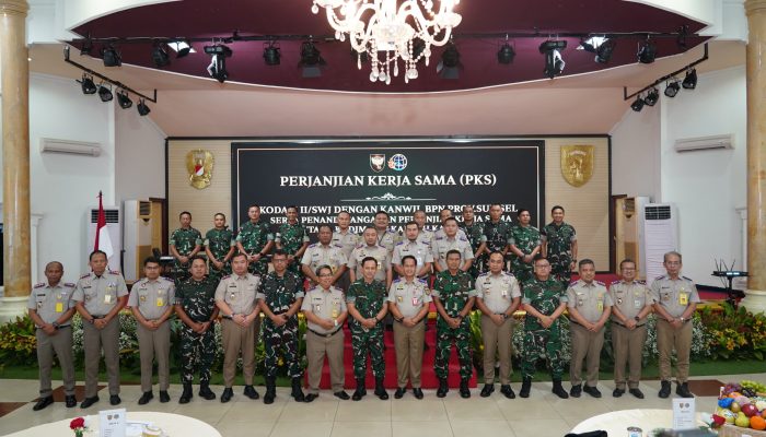 Amankan Aset Negara, Kodam II/Swj Teken Perjanjian Kerja Sama Dengan BPN Provinsi Sumsel