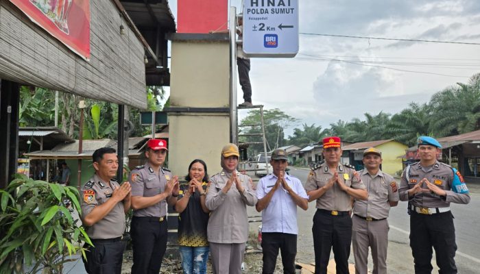 KA SPN Hinai Apresiasi Kepedulian BRI Stabat Pasang Pylon Penunjuk Arah SPN Polda Sumut
