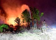 Gelap Malam Tak Jadi Penghalang, Satgas Karhutla Lanud Sjamsudin Noor Kembali Berjibaku Hadang Karhutla Hingga Dini Hari