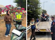 Polantas Karib Induk PJR BSD Korlantas Polri Edukasi Pengendara: Motor Dilarang Masuk Ruas Tol Serbaraja BSD