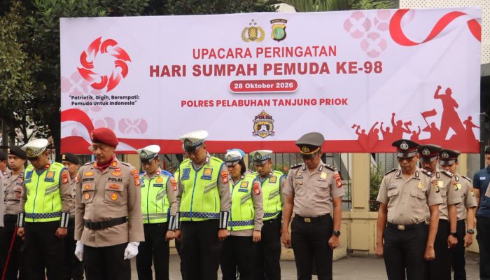 Polres Pelabuhan Tanjung Priok Gelar Upacara Hari Sumpah Pemuda ke-98, Kapolres Tekankan Persatuan dan Pengabdian Nyata